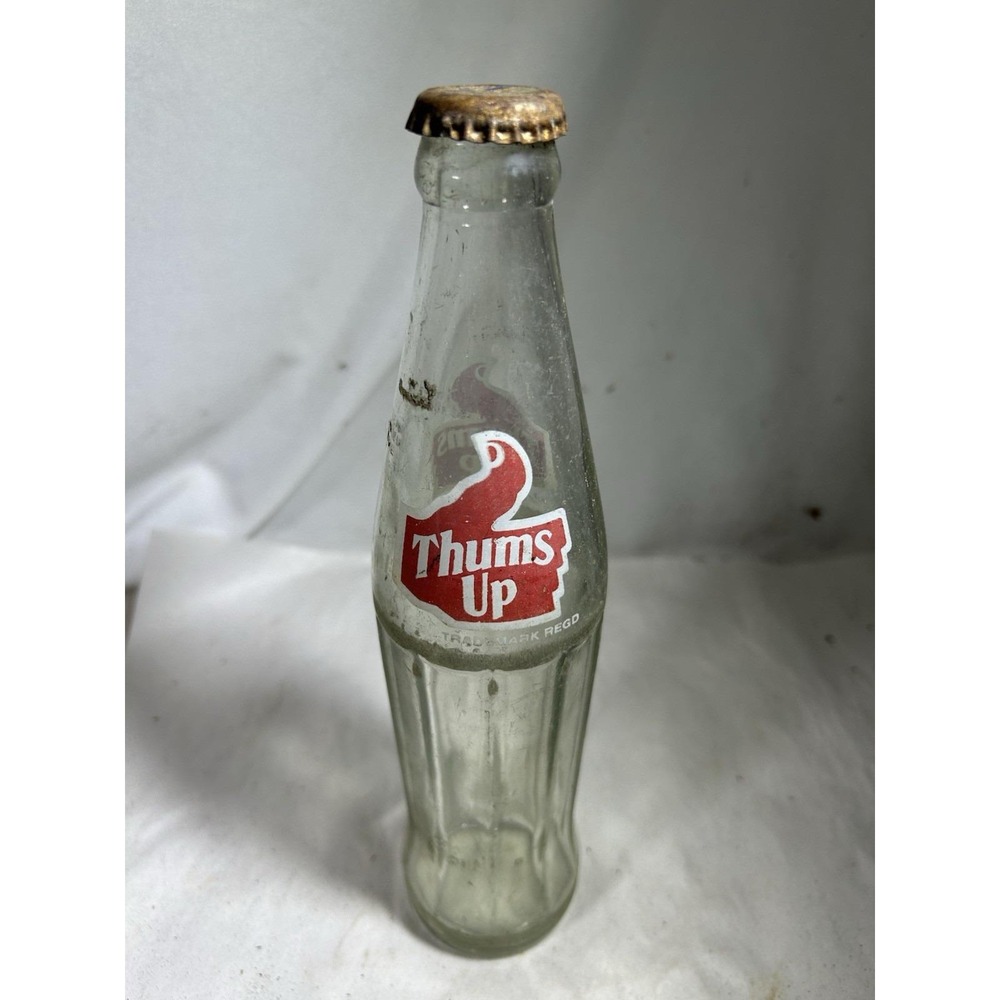 Vintage Thumbs Up Coca Cola Beverage Clear Glass Bottle Coke Soda Collectible